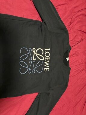 Loewe Black Crewneck Sweater with Embroidered Logo